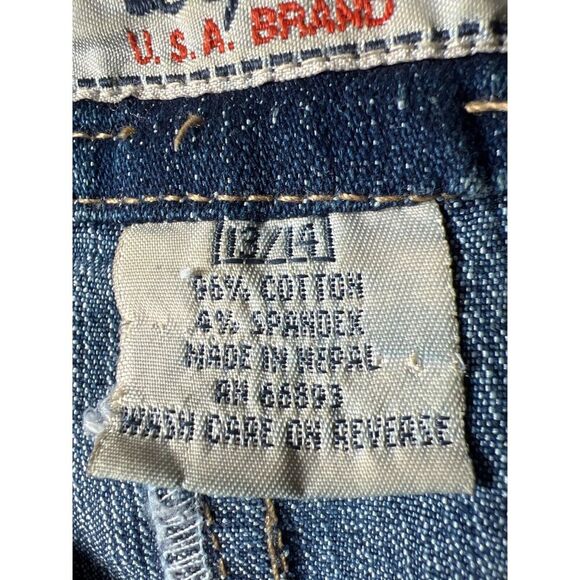 U.S.A. Brand Vintage Denim Midi Skirt with Front Pockets and Slit 12/14 - Picture 5 of 7